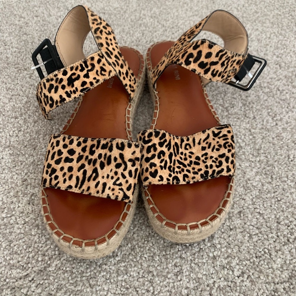 giana bini cheetah espadrille platform sandals size 7.5
